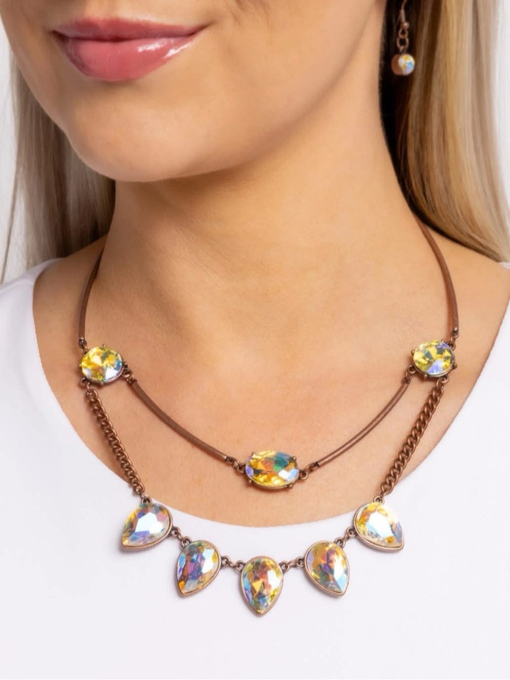 paparazzi Iridescent Multi-Teardrop Layered Necklace